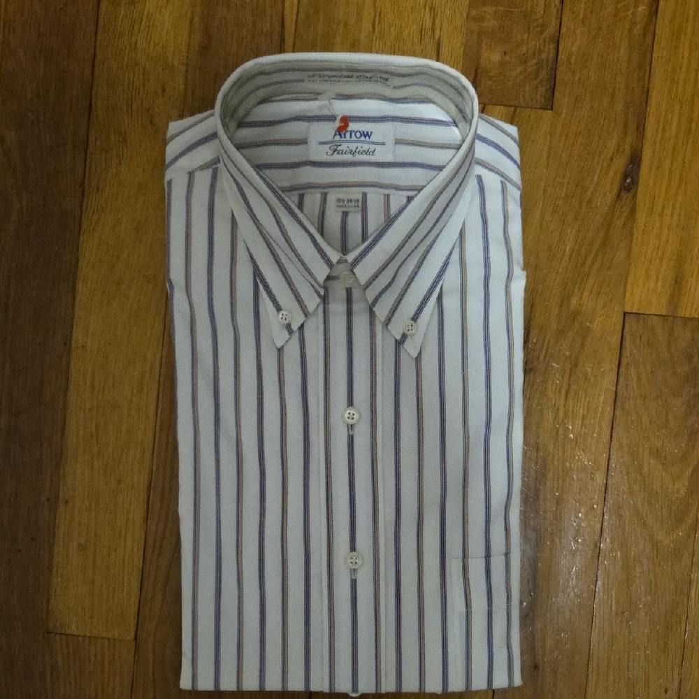 Arrow White and Blue Dress Shirt with Classic Stripes